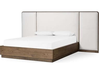 Four Hands Bolton White Oak Wood Upholstered King Platform Bed FS241059002