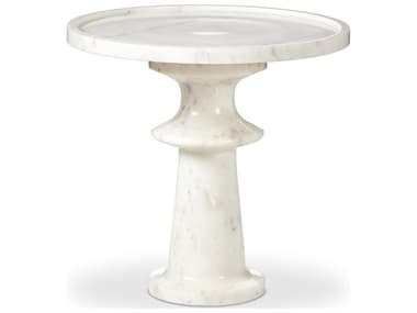 Four Hands Marlow Skylar Polished White Marble Round Marble End Table FS241385001