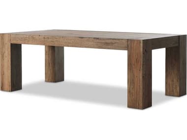 Four Hands Wesson 86" Rectangular Rustic Wormwood Oak Black Mdf Dining Table FS241459001