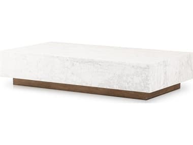 Four Hands Hughes Masera White Carrara Marble Rectangular Marble Coffee Table FS241862001