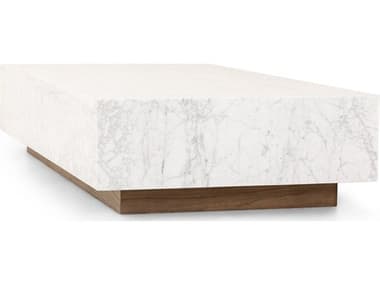 Four Hands Hughes Masera White Carrara Marble Rectangular Marble Coffee Table FS241862001