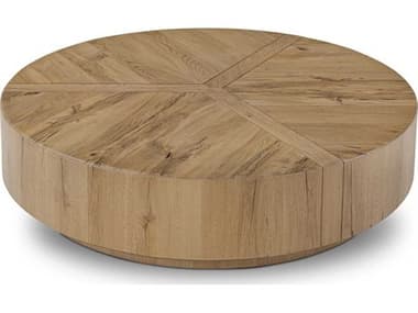 Four Hands Bina 54" Round Wood Natural Reclaimed French Oak Coffee Table FS242139002