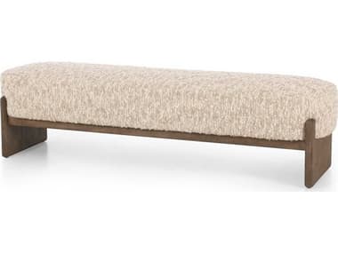 Four Hands Kensington 75" Solema Cream Distressed Natural Beige Fabric Upholstered Accent Bench FS242452001