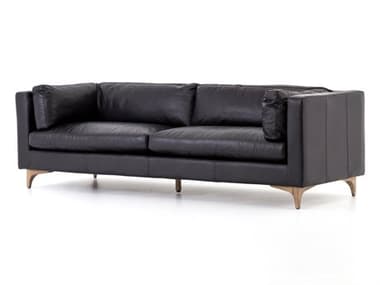 Four Hands Carnegie Beckwith 94" Black Leather Upholstered Sofa FSCCAR62396