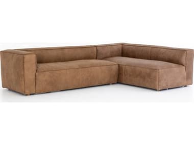 Four Hands Carnegie Nolita 2 - Piece 120" Wide Brown Leather Upholstered Sectional Sofa FSCCARVL307