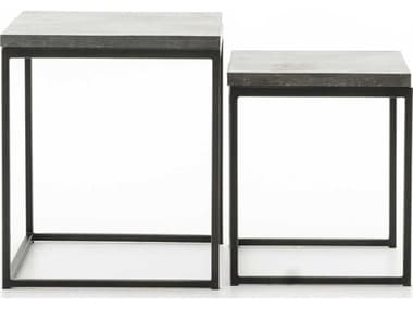 Luxecor Globetrotter Harlow Rectangular Gunmetal Bluestone End Table LXCGLB31256