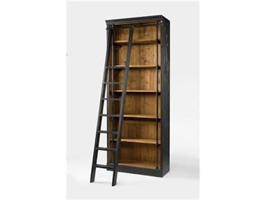 Four Hands Irondale 39 x 18 Rectangular Matte Black Ivy Bookcase And Ladder FSCIRD85H4E2