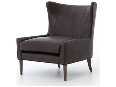 Four Hands Kensington Marlow 30" Black Leather Accent Chair FSCKENB7A2385