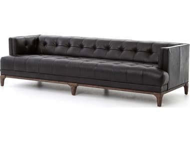 Four Hands Kensington Dylan 91" Black Leather Upholstered Sofa FSCKENF7C396