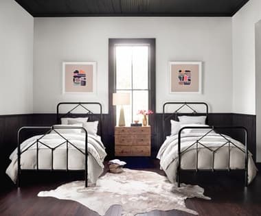 Four Hands Primitive Casey Black Mango Wood Twin Panel Bed FSICAPT7