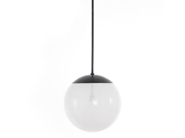 Four Hands Hutton 18" 1-Light Antiqued Iron Frosted Glass Black Globe Linear Pendant FSIHTN069