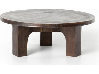Four Hands Marlow Cruz 38" Round Metal Antique Rust Coffee Table FSIMAR131A