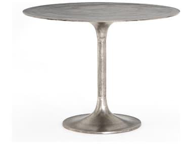 Four Hands Marlow Simone 42" Round Metal Raw Antique Nickel Dining Table FSIMAR93A