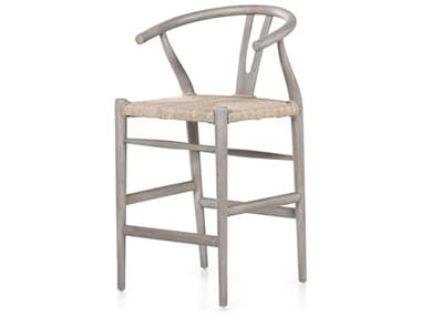 Four Hands Grass Roots Muestra Wood Teak None Weathered Grey Vintage White Counter Stool FSJLAN205A