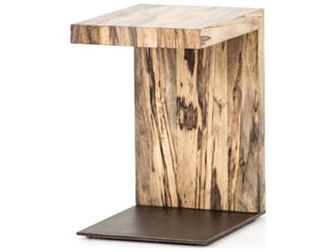 Four Hands Wesson Hudson 17" Rectangular Wood Bronzed Iron Spalted Primavera End Table FSUWES111