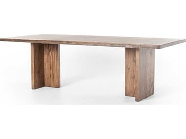 Four Hands Wesson Cross 94" Rectangular Wood Spalted Alder Gold Brush Dining Table FSUWES116