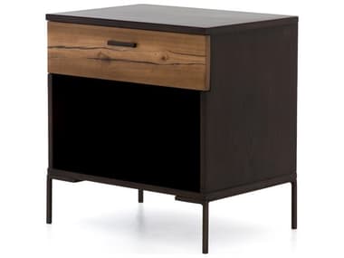 Four Hands Wesson Cuzco 24" Wide 1-Drawer Black Ash Wood Nightstand FSUWES181