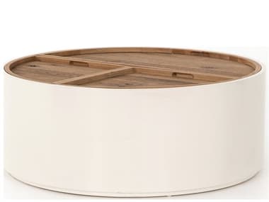 Four Hands Barton Cream Lacquer / Dry Oak 42'' Wide Round Coffee Table FSVBAR047A