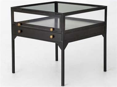 Four Hands Belmont 24'' Wide Square Antique Silver Shadow Box End Table FSVBELF039