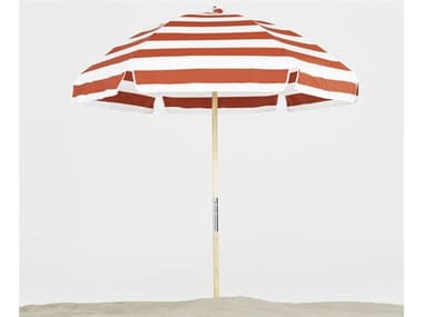 Frankford Emerald Beach Ash wood 6.5 Foot Wide Hexagon Manual Lift Umbrella - Nonstocked Striped Fabric FU639WSTRIPE