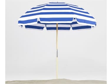 Frankford Emerald Beach Ash Wood 7.5 Foot Wide Octagon Manual Lift Umbrella - Nonstocked Striped Fabric FU845WSTRIPE