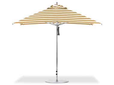 Frankford G-Series Aluminum Market Silver Anodized 10 Foot Wide Square Double Pulley Lift Umbrella - Nonstocked Striped Fabric FU883CAMSQSTRIPE