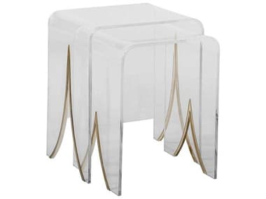 Gabby Magnolia Clear Acrylic & Antique Brass 20''W x 16''D Rectangular Nesting Table GASCH151120