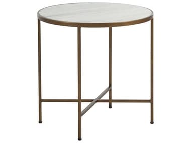 Gabby Sibyl 20" Round Marble Brushed Brass End Table GASCH159020
