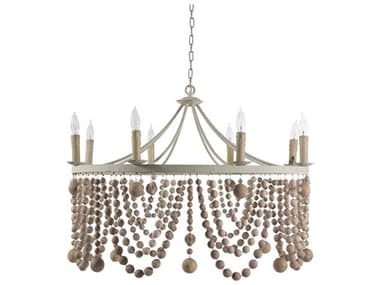 Gabby Madeleine 8-Light Plaster Beige Washed Wood Brown Chandelier GASCH159095