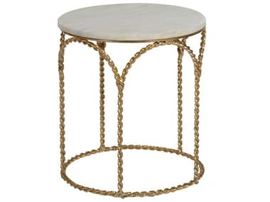 Gabby Basel 20" Round Feather Green Marble End Table GASCH161175