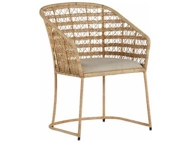 Gabby Lambert Rattan Natural Fabric Upholstered Arm Dining Chair GASCH166320