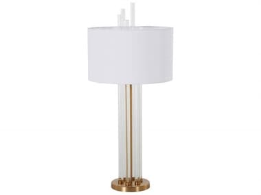 Gabby Merna Antique Brass White Linen Buffet Lamp GASCH167005