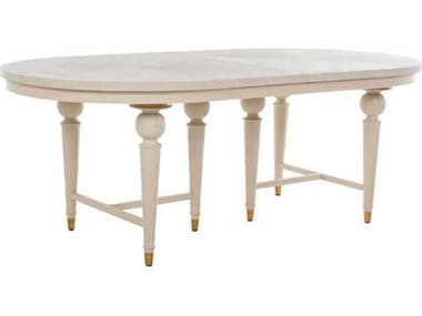 Gabby Rosemary 105" Oval Wood Brass Cerused White Dining Table GASCH167045