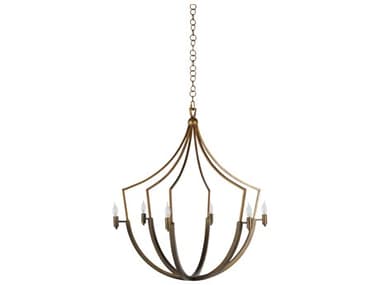 Gabby Skei 6-Light Aged Brass Clean Antique Gold Candelabra Chandelier GASCH168000