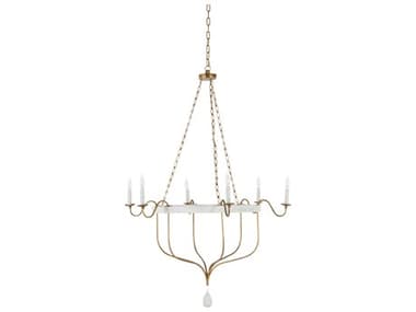 Gabby Karla 6-Light Gilded Gold Textured White Candelabra Chandelier GASCH168015