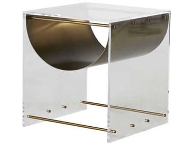 Gabby Skylar Rectangular Acrylic Mountain Brass End Table GASCH168115