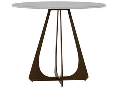 Gabby Drayton 36" Brushed Copper Jazzy White Marble Round Bistro Table GASCH168185