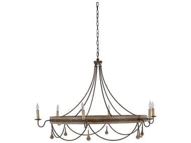 Gabby Jean 6-Light Rust White Washed Wood Bronze Candelabra Chandelier GASCH169005