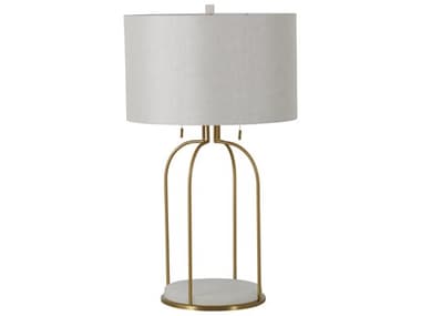 Gabby Joan Antique Bronze White Linen Buffet Lamp GASCH169085