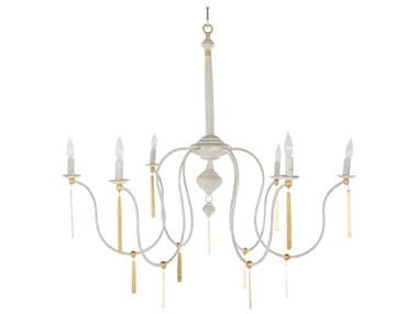 Gabby Tracy 6-Light Textured White Vintage Gold Candelabra Chandelier GASCH170075