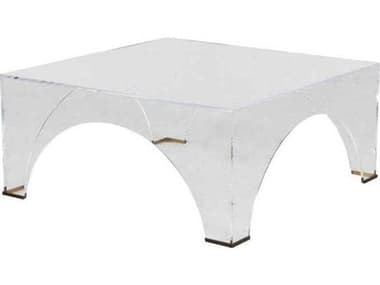 Gabby Cindy 40" Square Brushed Brass Clear Acrylic Coffee Table GASCH170120