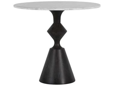 Gabby Benedict 32" Round Cerused Black Natural Marble Bistro Table GASCH170125