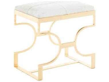 Gabby Connelly 22" Natural Ivory Hide Upholstered Accent Stool GASCH170340