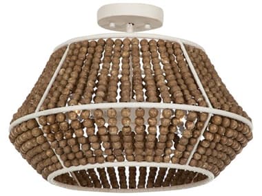 Gabby Gilmer 2-Light Plaster Beige Washed Wood Brown Geometric Semi Flush Mount GASCH170460