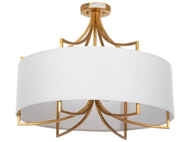 Gabby Lacey 4-Light Vintage Gold Feather White Linen Semi Flush Mount GASCH170480