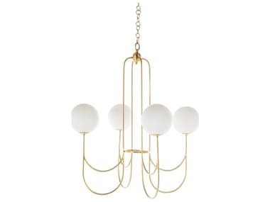 Gabby Granville 4-Light Brass Matte Frosted Glass Candelabra Globe Chandelier GASCH175019