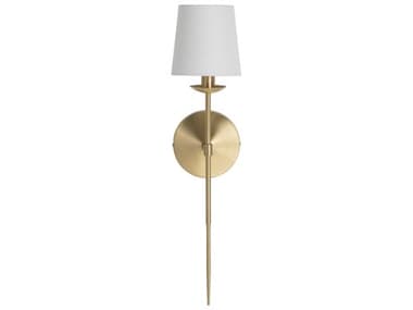 Gabby Granville 1-Light Brass White Linen Wall Sconce GASCH175062