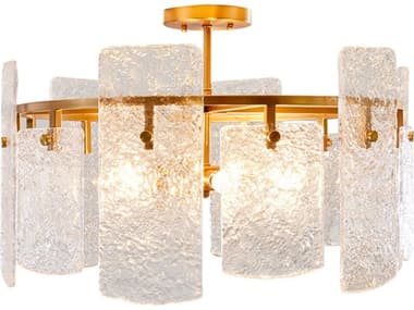 Gabby Augusta 4-Light Cast Glass Antique Brass Drum Semi Flush Mount GASCH175223