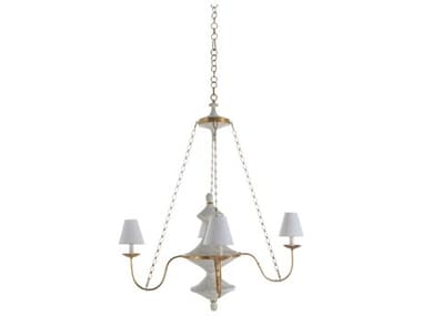 Gabby Pascal 4-Light Textured White Vintage Gold Traditional Candelabra Chandelier GASCH175390
