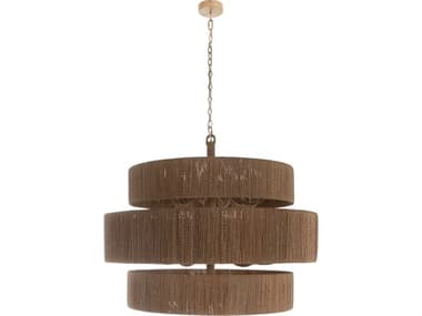Gabby Ellington 15-Light Natural Seagrass Brown Tiered Pendant GASCH175462